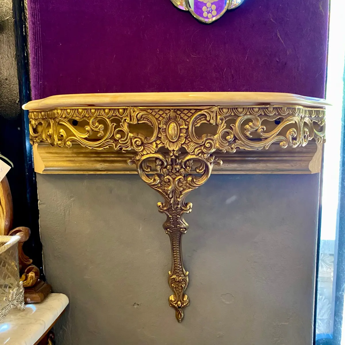 Vintage Italian Brass Console With Marble Top - Sold 1