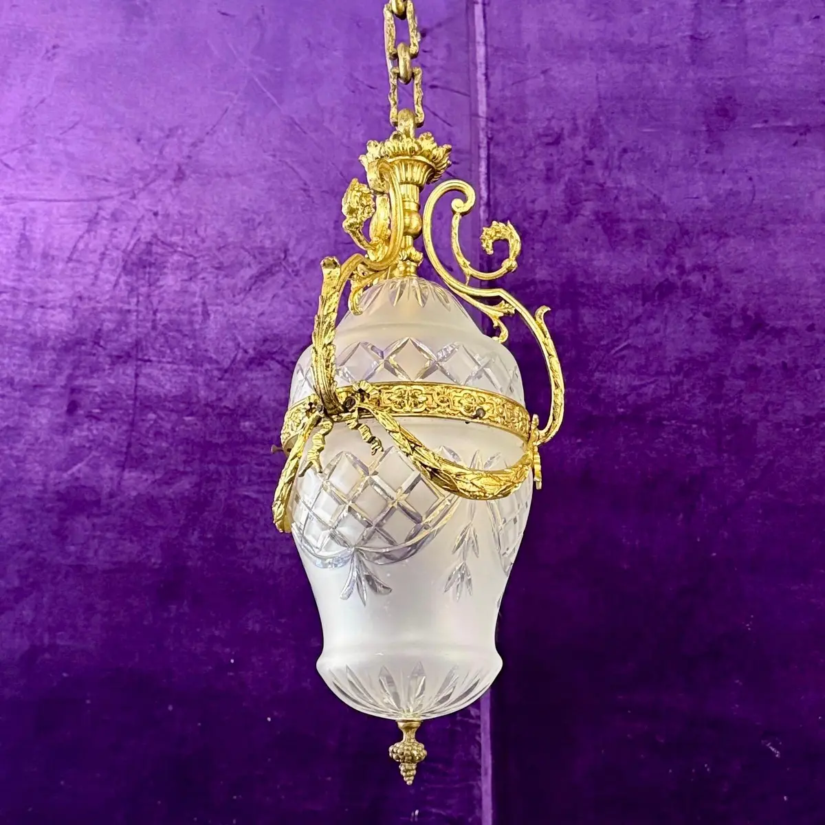 Gilt Brass And Cut Glass Pendant Lantern, France, Early 20Th Century - Sold 1
