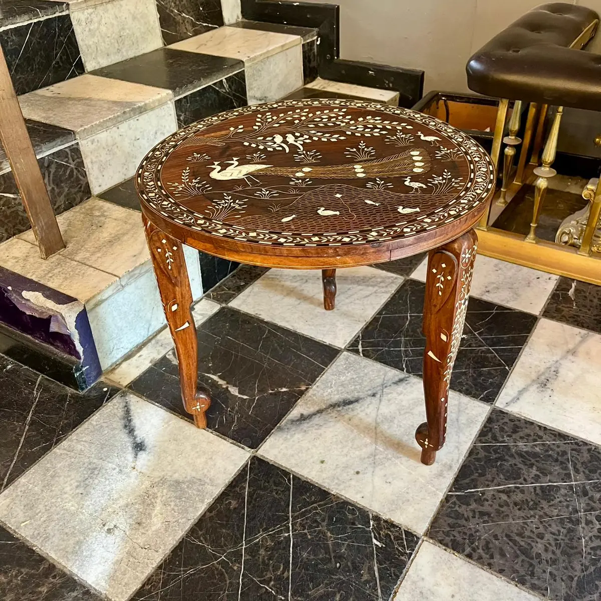 Delicate Vintage Bone Inlay Table 1