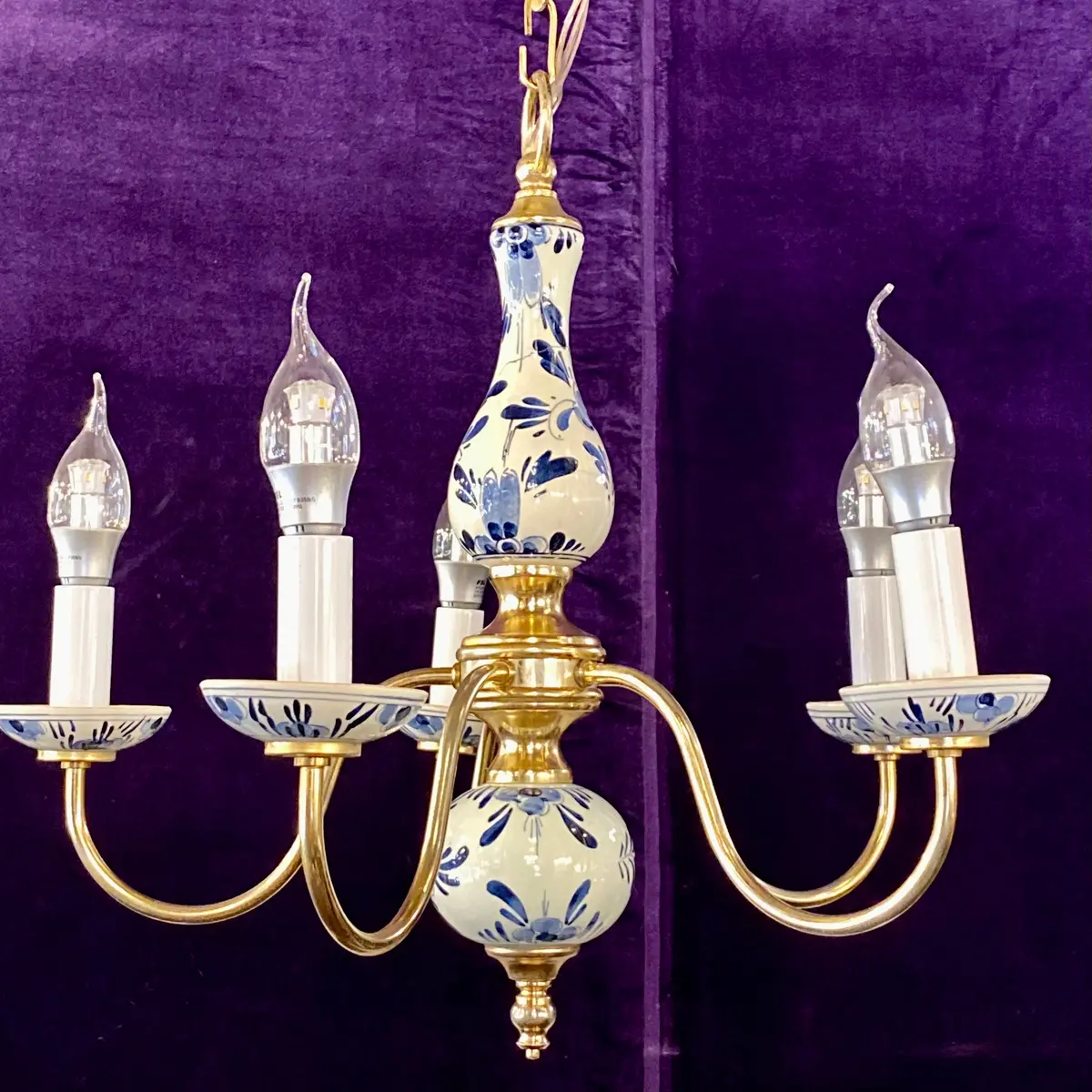 Beautiful Hand Painted Delft Chandelier - Sold 1
