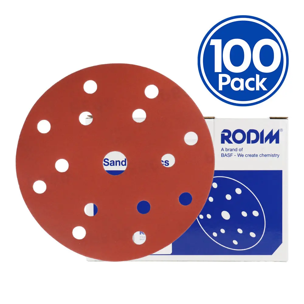 Rodim Red Sanding Hook & Loop Abrasive Disc 15 Hole 150Mm X 100 Box 1