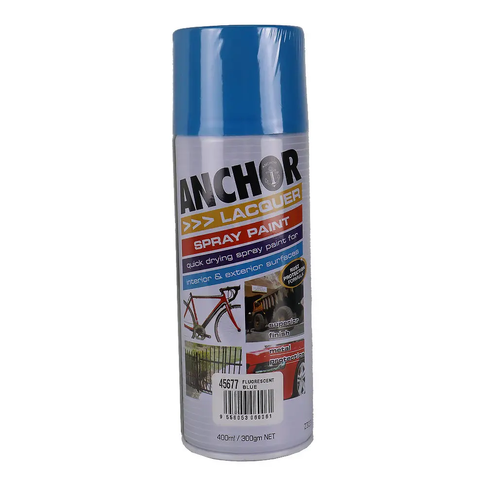 Anchor Lacquer Spray Paint Fluorescent Blue 300Gm Aerosol Quick Drying 1