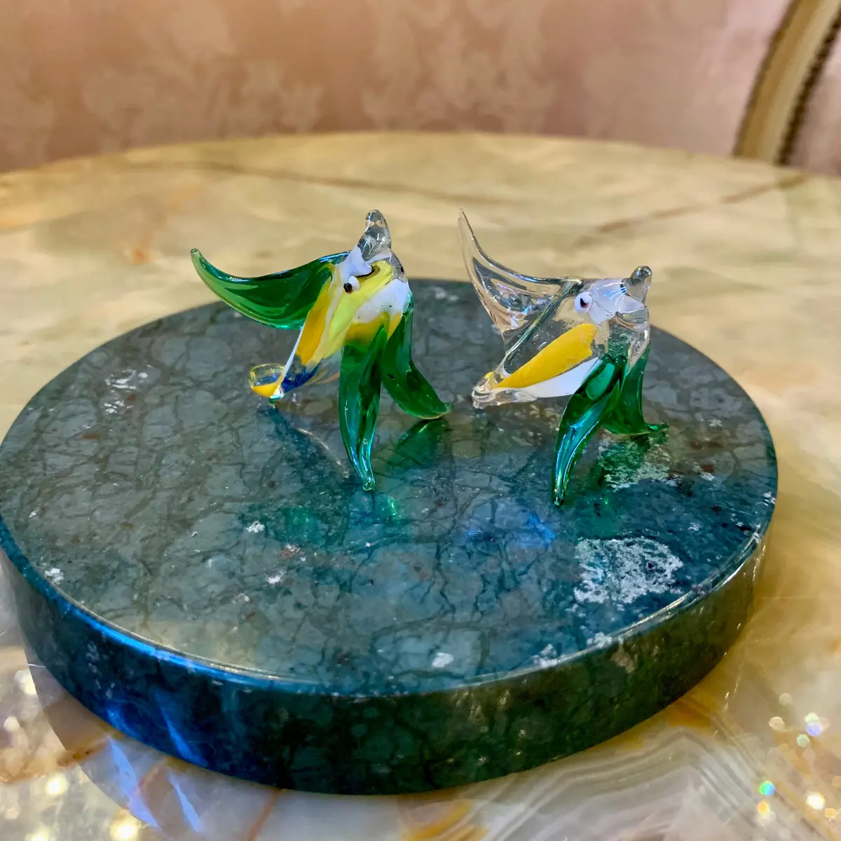 Adorable Pair Of Tiny Murano Fish Ornaments 1