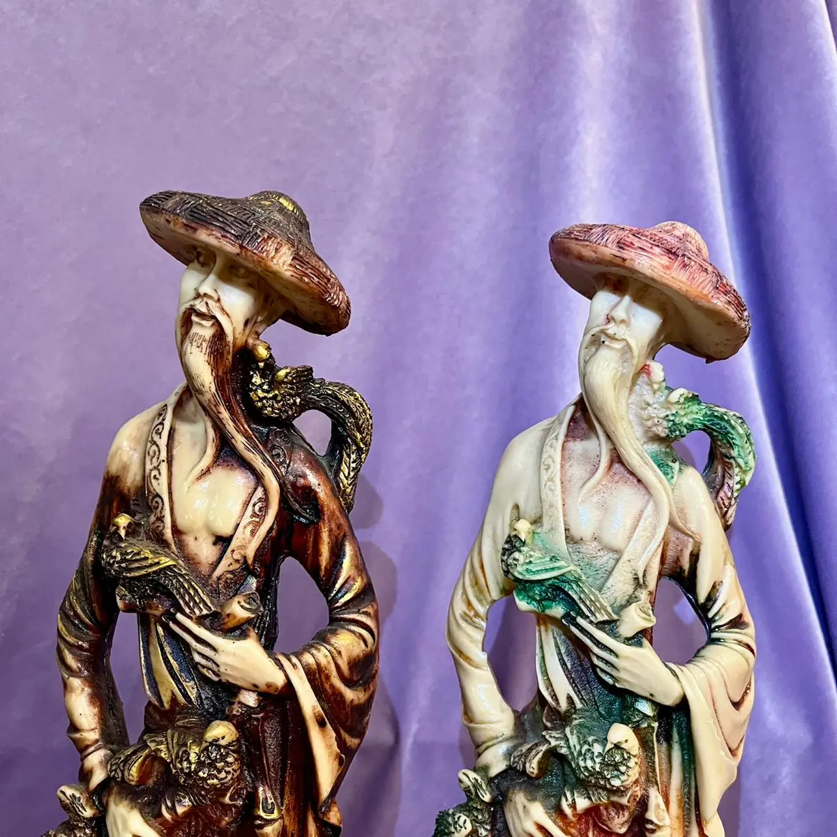 Pair Oriental Scholars With Dragon Statues 2