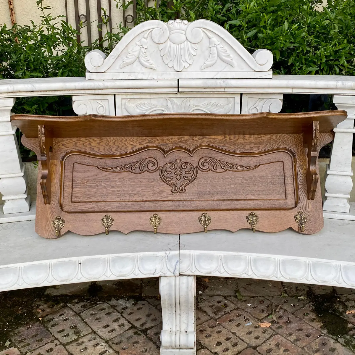 Antique French Oak Coat Rack 1