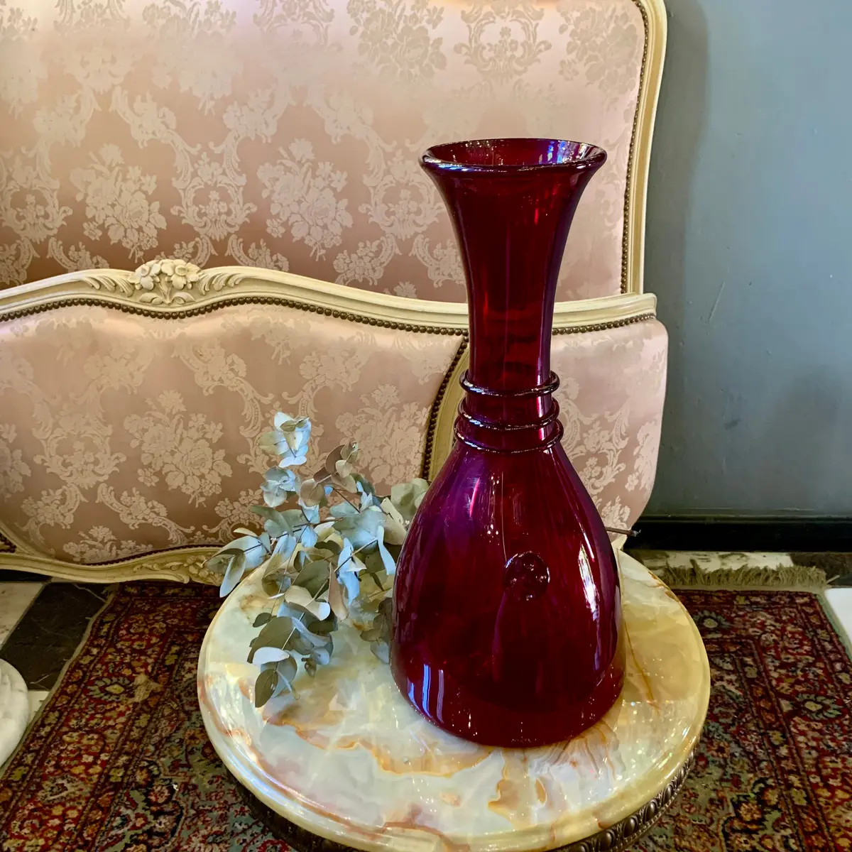 Very Large Cherry Red Glass Decanter - Sold 1