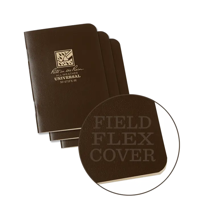 Rite-In-The-Rain - #471Fx-M Mini-Stapled Notebook, Universal, Brown, Pkg Of 3 1