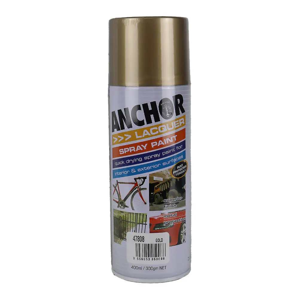 Anchor Lacquer Spray Paint Gold 300Gm Aerosol Quick Drying 1