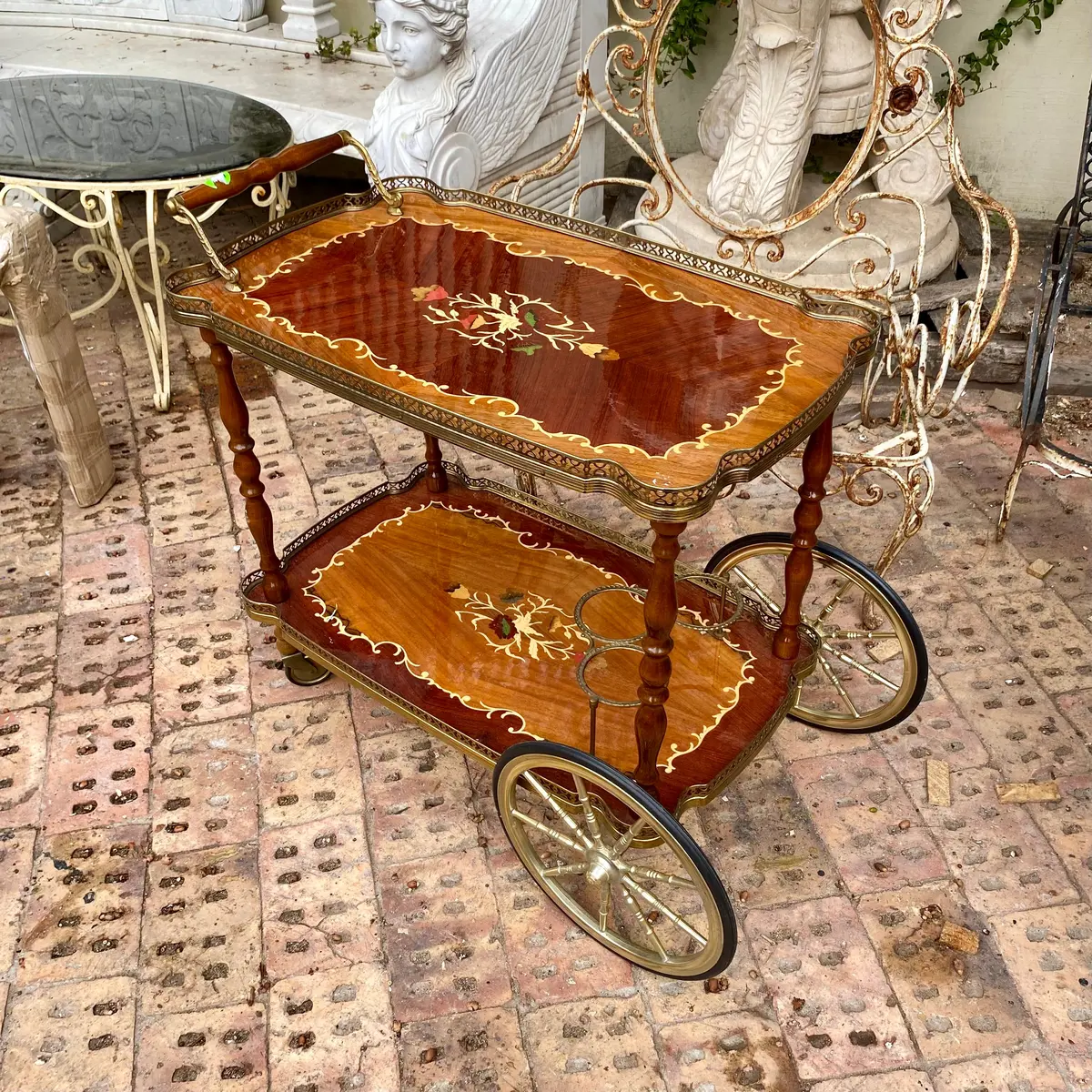 Vintage Italian Inlaid Drinks Trolley - Sold 1