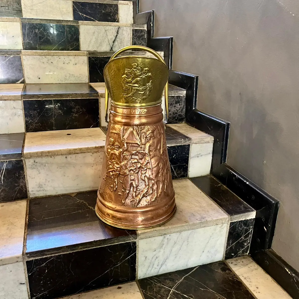 Embossed Copper And Brass Coal Scuttle - Sold 1