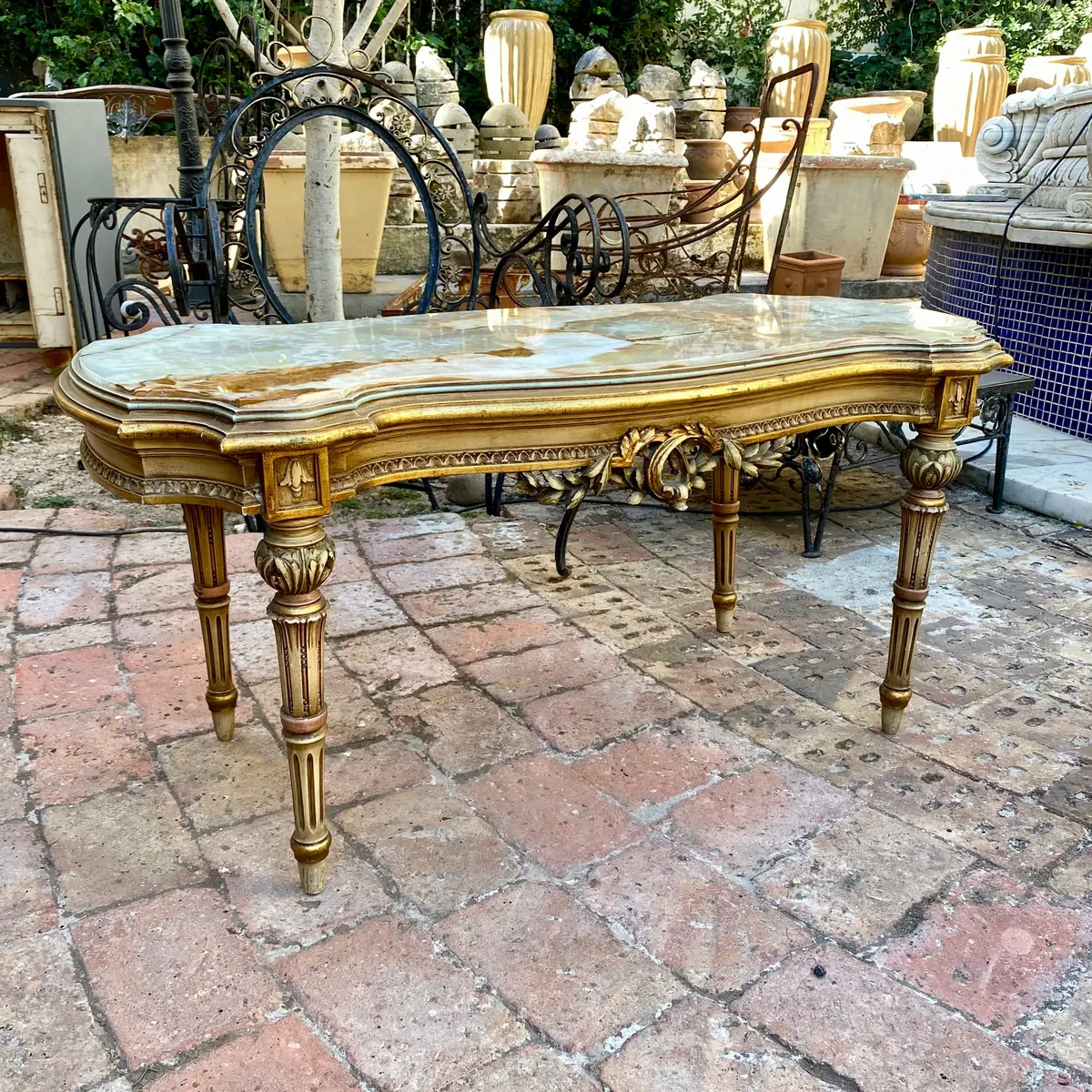 Beautiful Coffee Table With Cream Marble Top -Sold 1