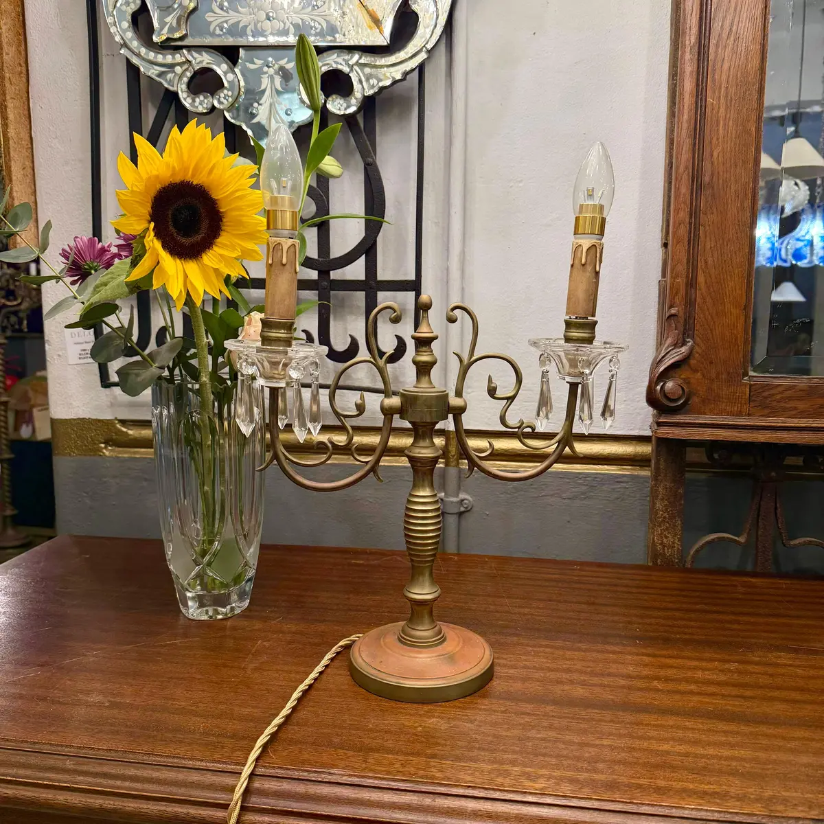 Antique Brass Table Candelabra 1