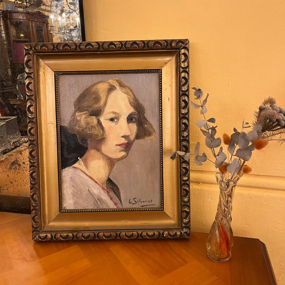 Beautiful Antique Painting Of A Lady In A Gilt Frame - Sold 1