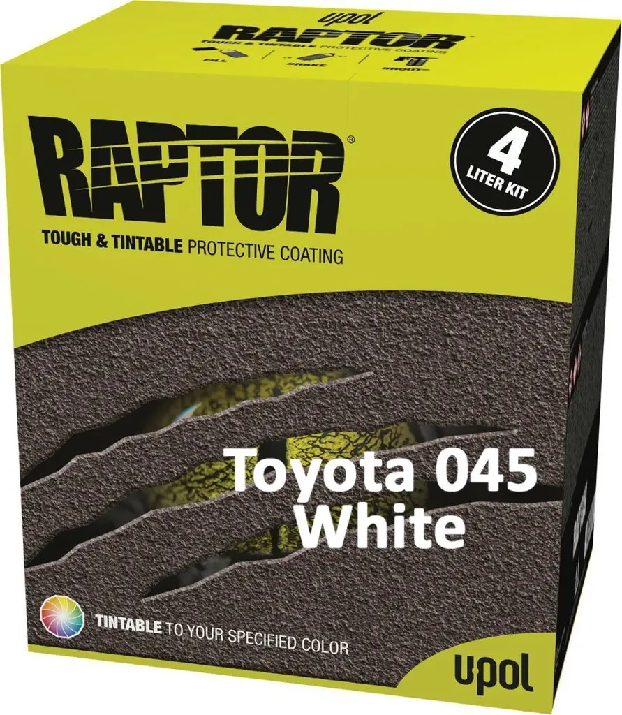 U-Pol Raptor Tintable For Toyota 045 White Protective Coating Tub/Bed Liner Kit 4L 1