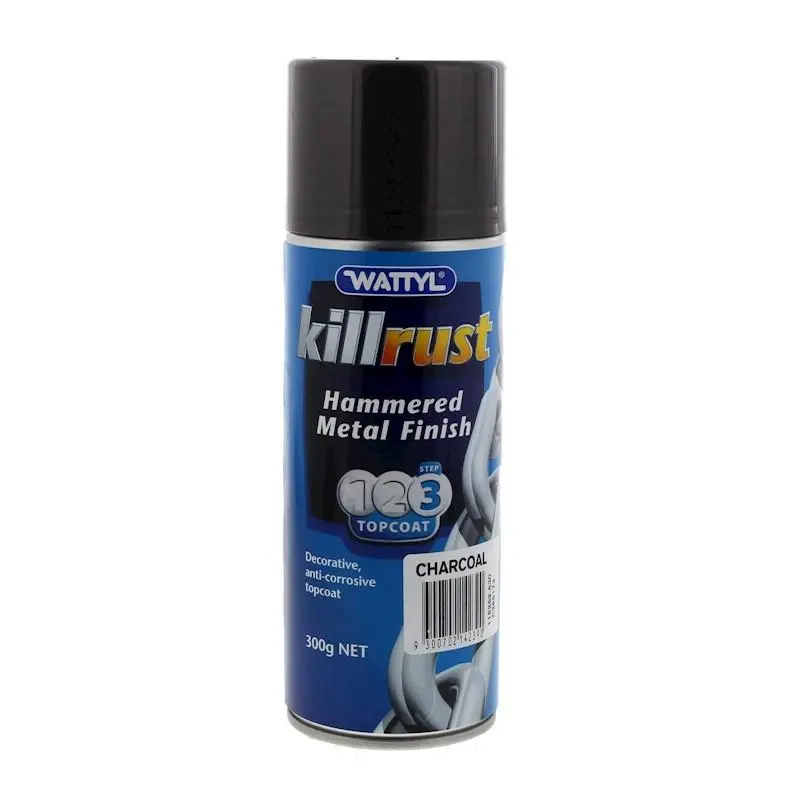 Wattyl Killrust Hammered Finish Spray Paint 300G Aerosol Charcoal 1