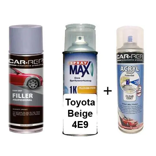 Auto Touch Up Paint For Toyota Beige 4E9 1K Plus 1K Clear Coat & Primer 1