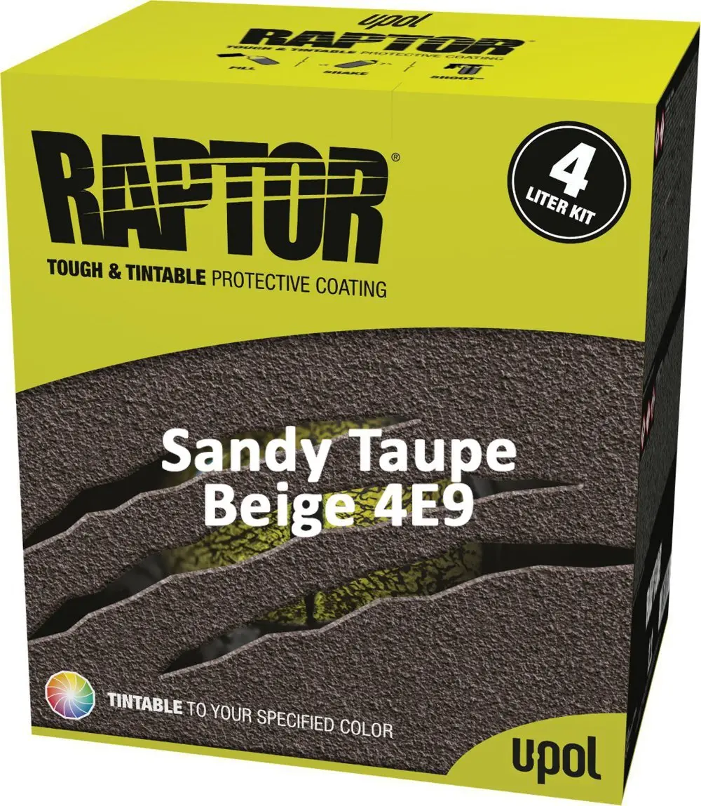 U-Pol Raptor Tintable Sandy Taupe / Beige 4E9 Protective Tub/Bed Liner Kit 4L 1