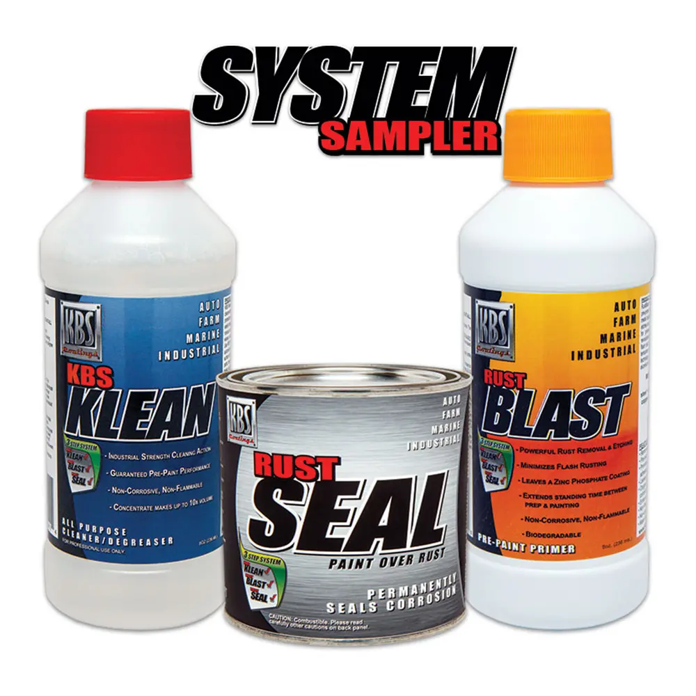 Kbs System Sampler Kit Satin Black Paint Covers 1M² 3 Step Rust Prevention Coating 1