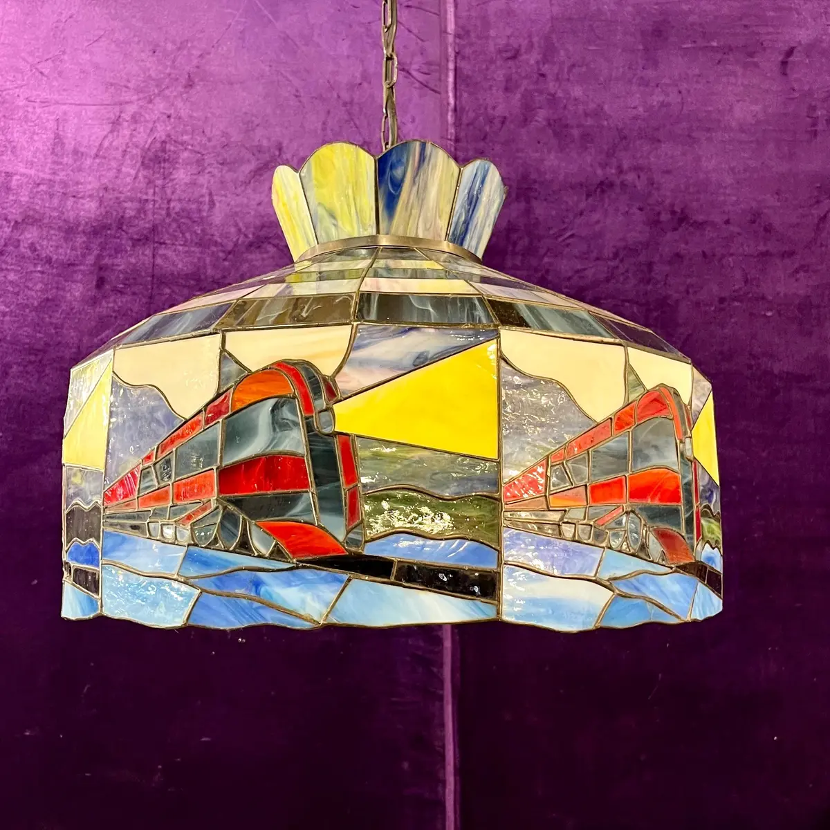 Tiffany Scenic Glass Pendant 1