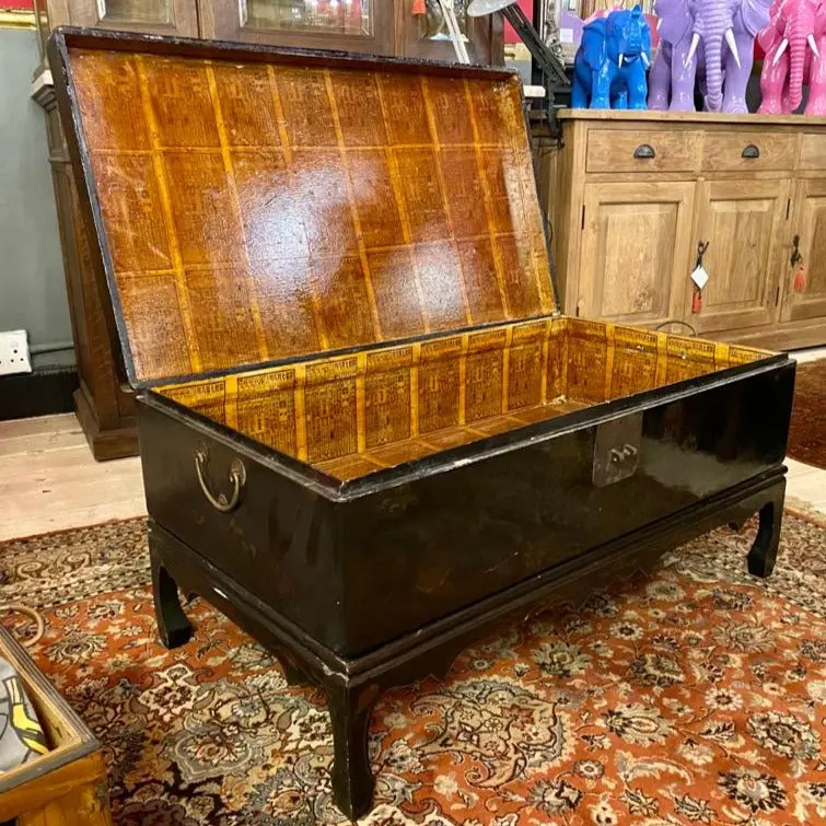 Lacquered Chinese Chest On Legs 1