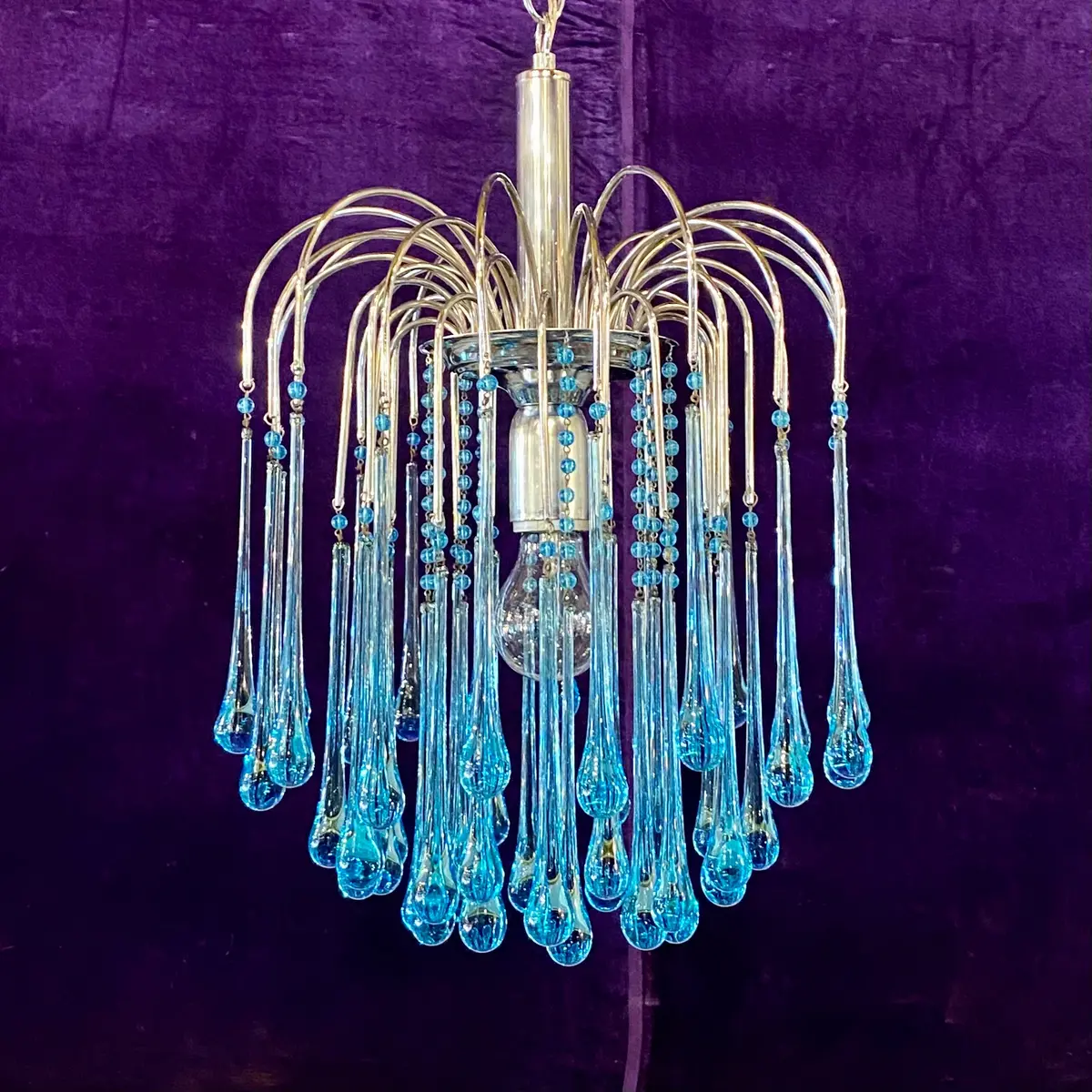 Vintage Italian Turquoise Venini Fireworks Chandelier - Sold 1