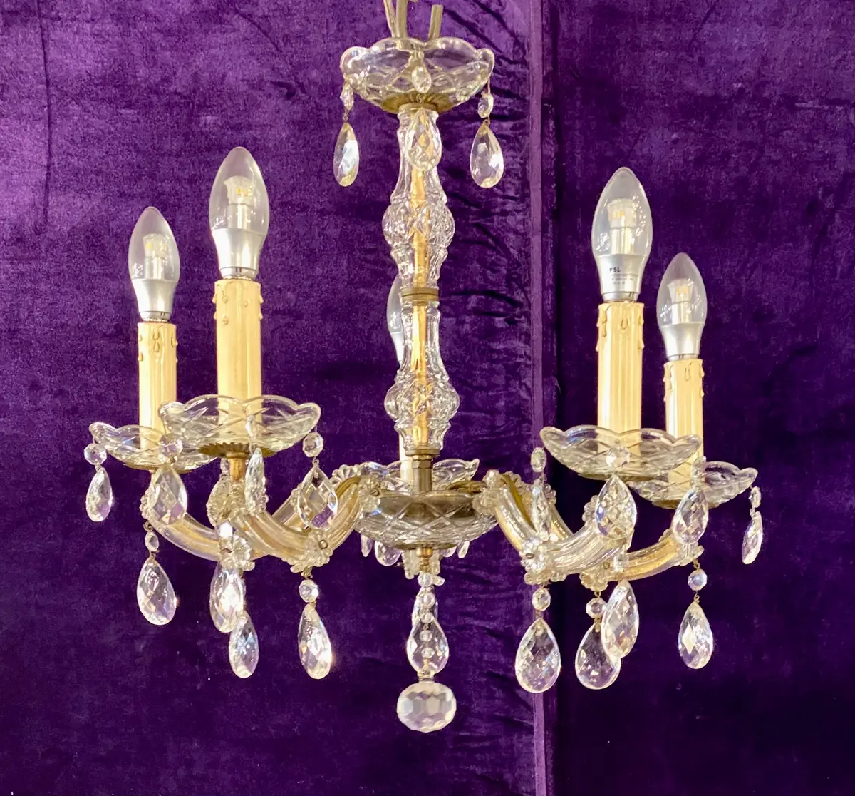 Antique Maria Theresa Chandelier With Original Crystal Ball - Sold 1