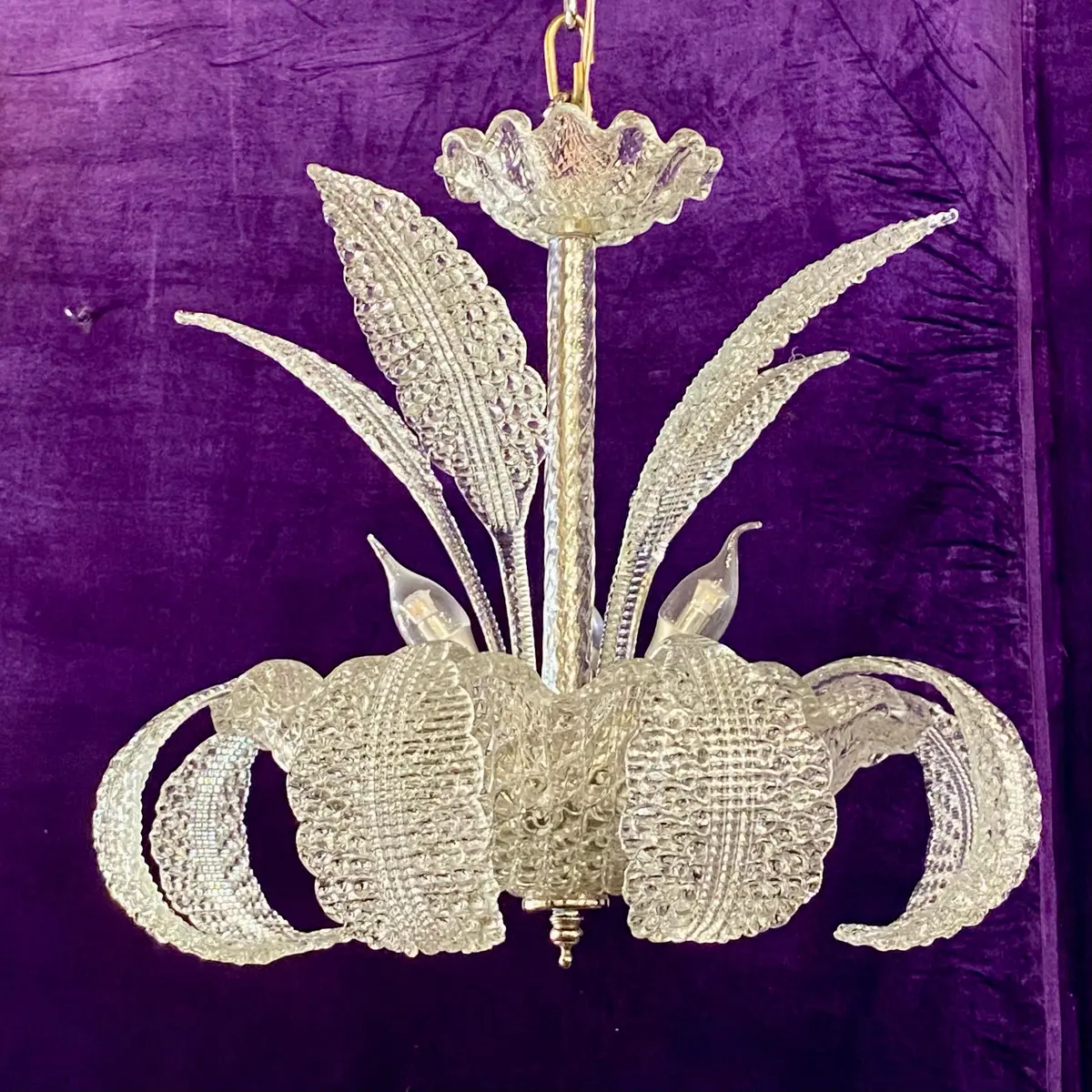 Murano Glass Leaf Chandelier, In The Style Of Barovier & Toso, Mid-20Th Century - Small - Sold 1