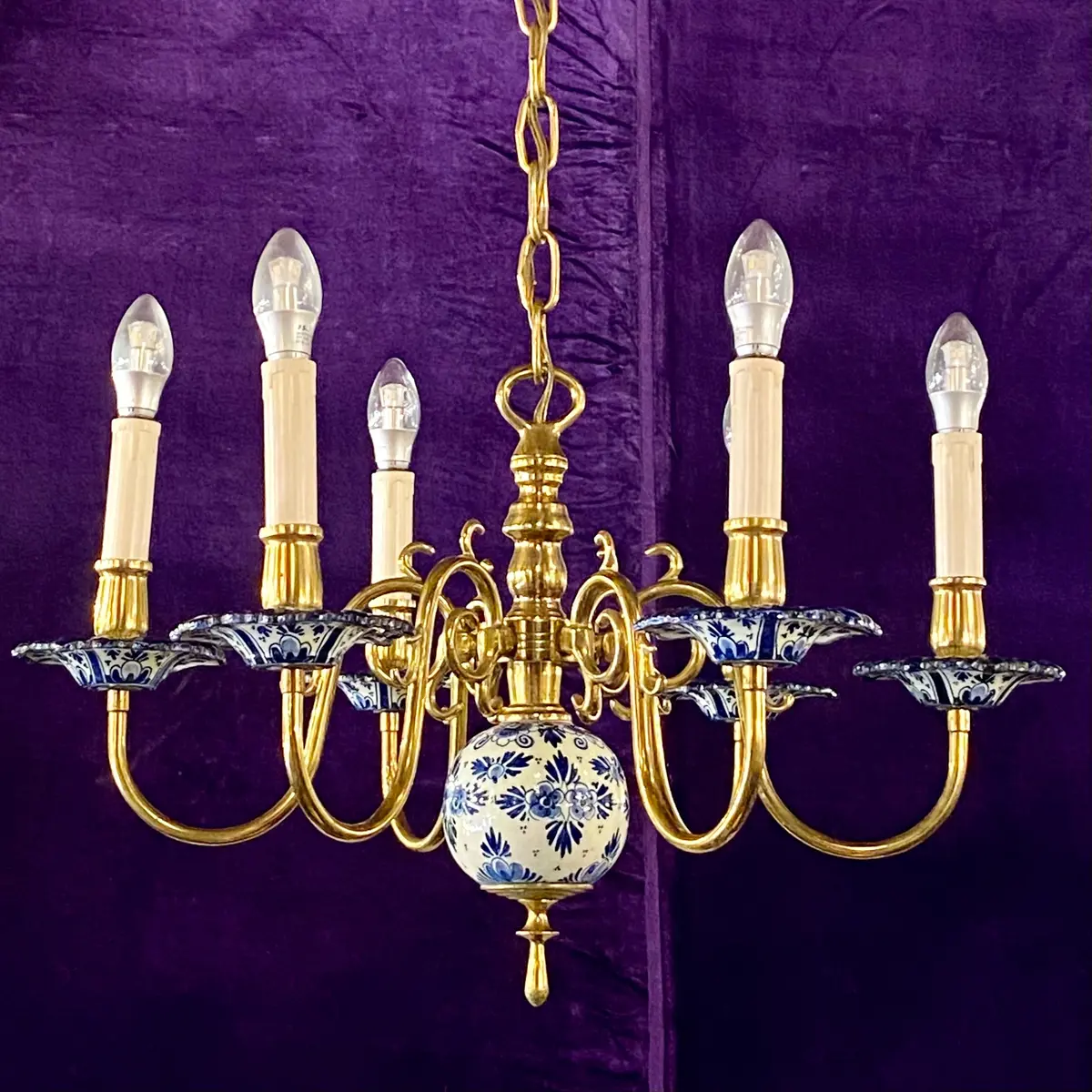 Hand Painted Delft Chandelier - Sold 1