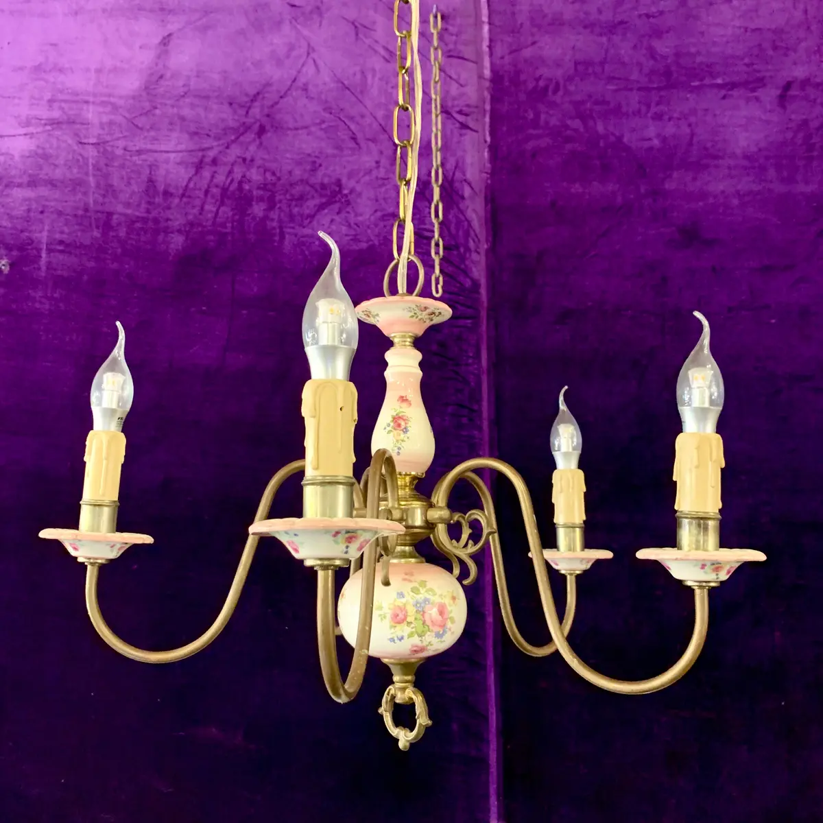 Vintage Pink Delft Chandelier - Sold 1