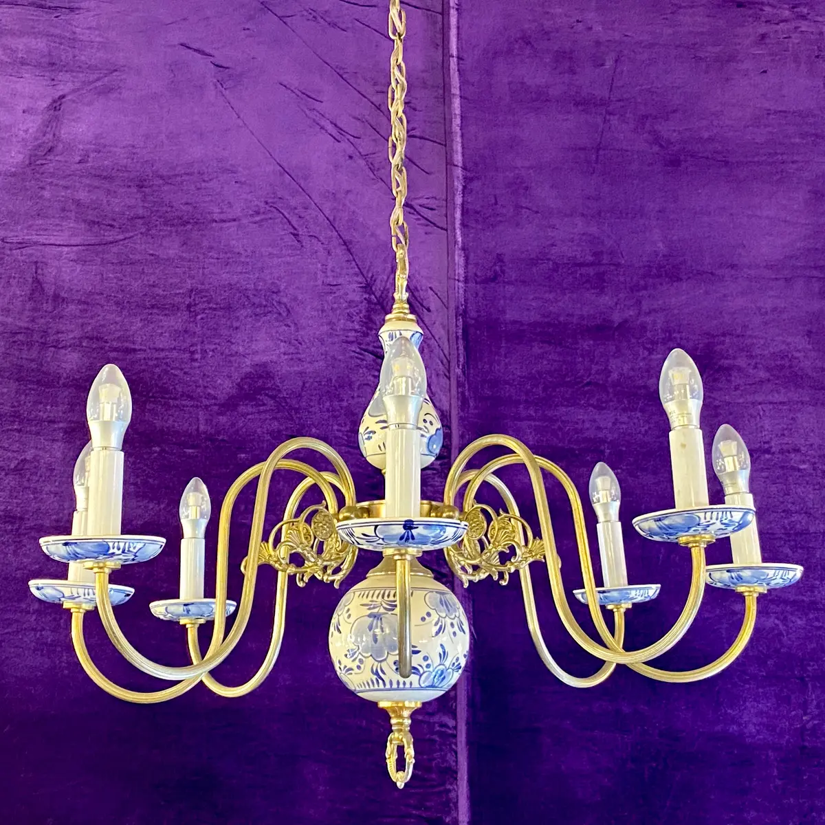 Unusual Antique Delft Porcelain Chandelier - Sold 1