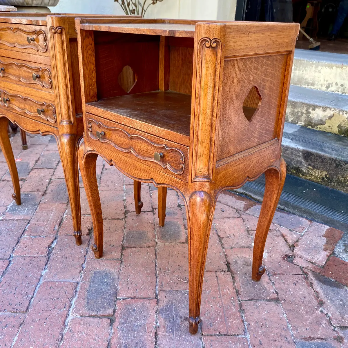 Antique Mr & Mrs Oak Bedside Pedestals - Sold 2