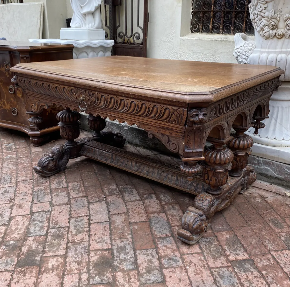 Very Large Heavy French Oak Desk - Sold 1