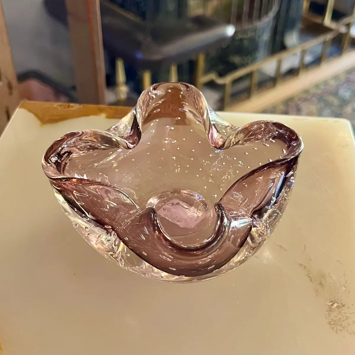 Vintage Murano Amethyst Controlled Bubble Ashtray 1