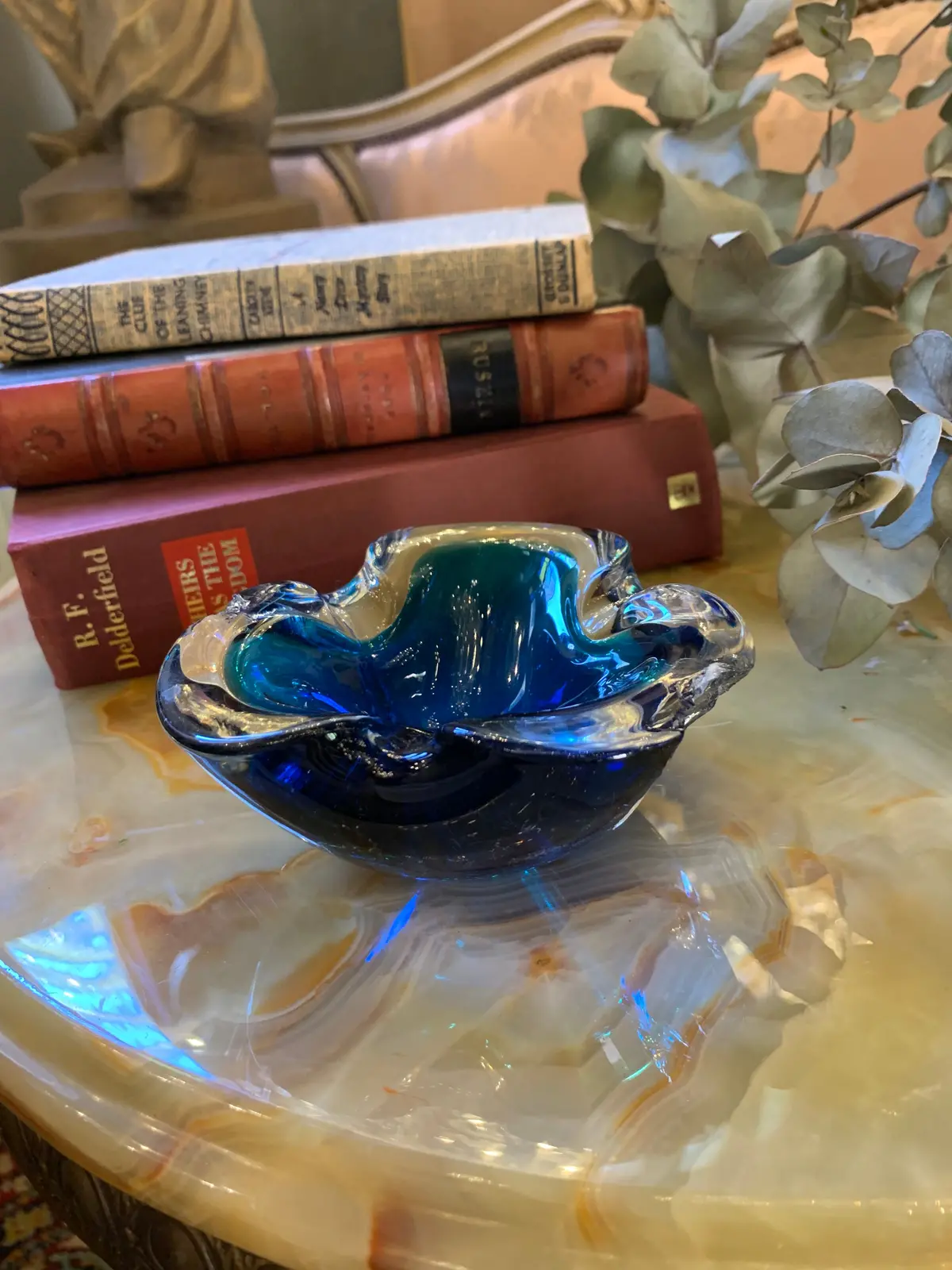 Ruffled Blue Murano Ashtray 1