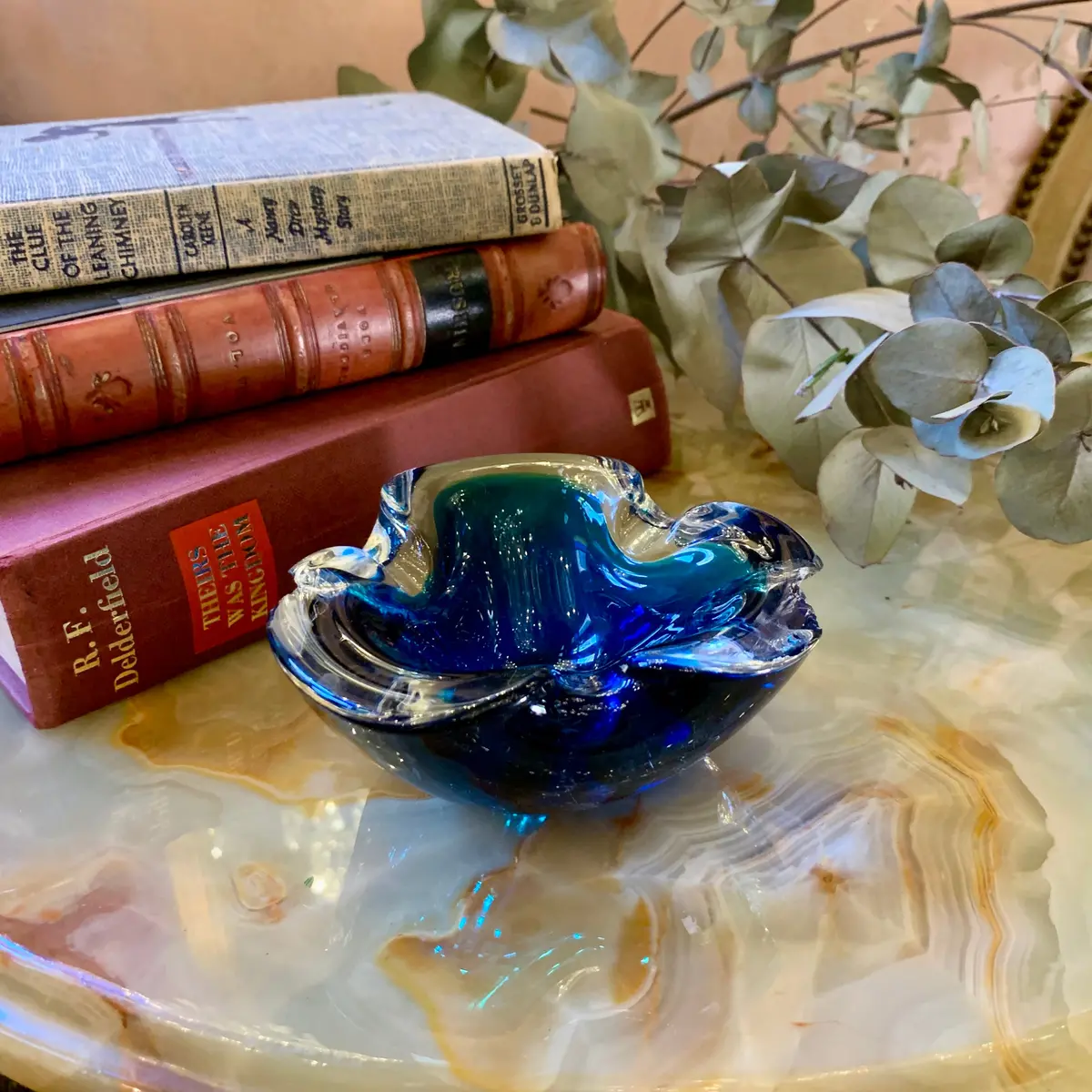 Ruffled Blue Murano Ashtray 2