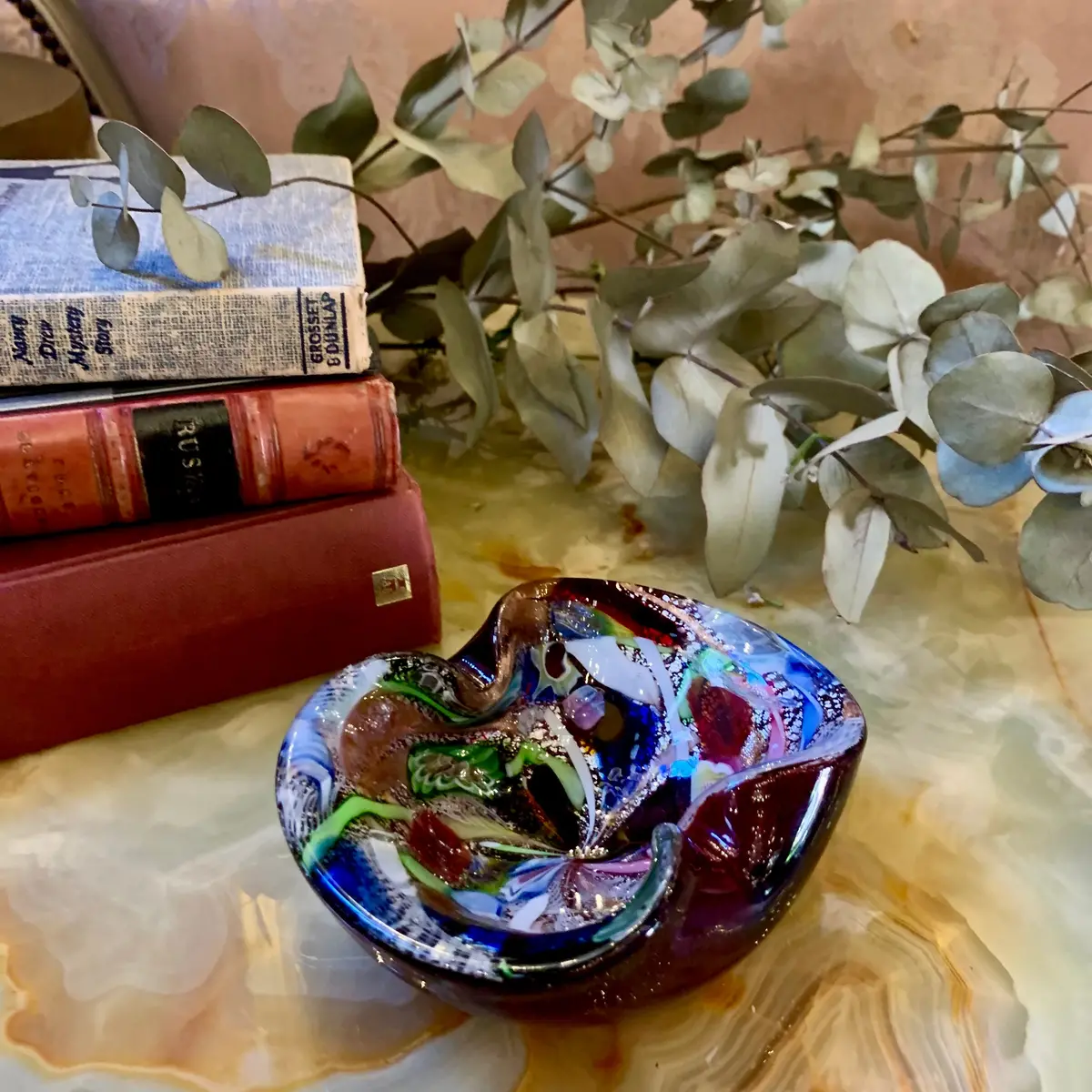 Incredible Multi Coloured Murano Ashtray With Gold And Pink Flecks 1