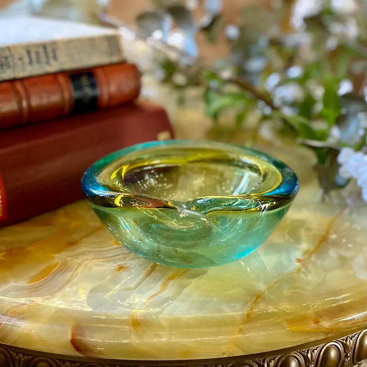 Vintage Green And Blue Ringed Murano Ashtray - Sold 1