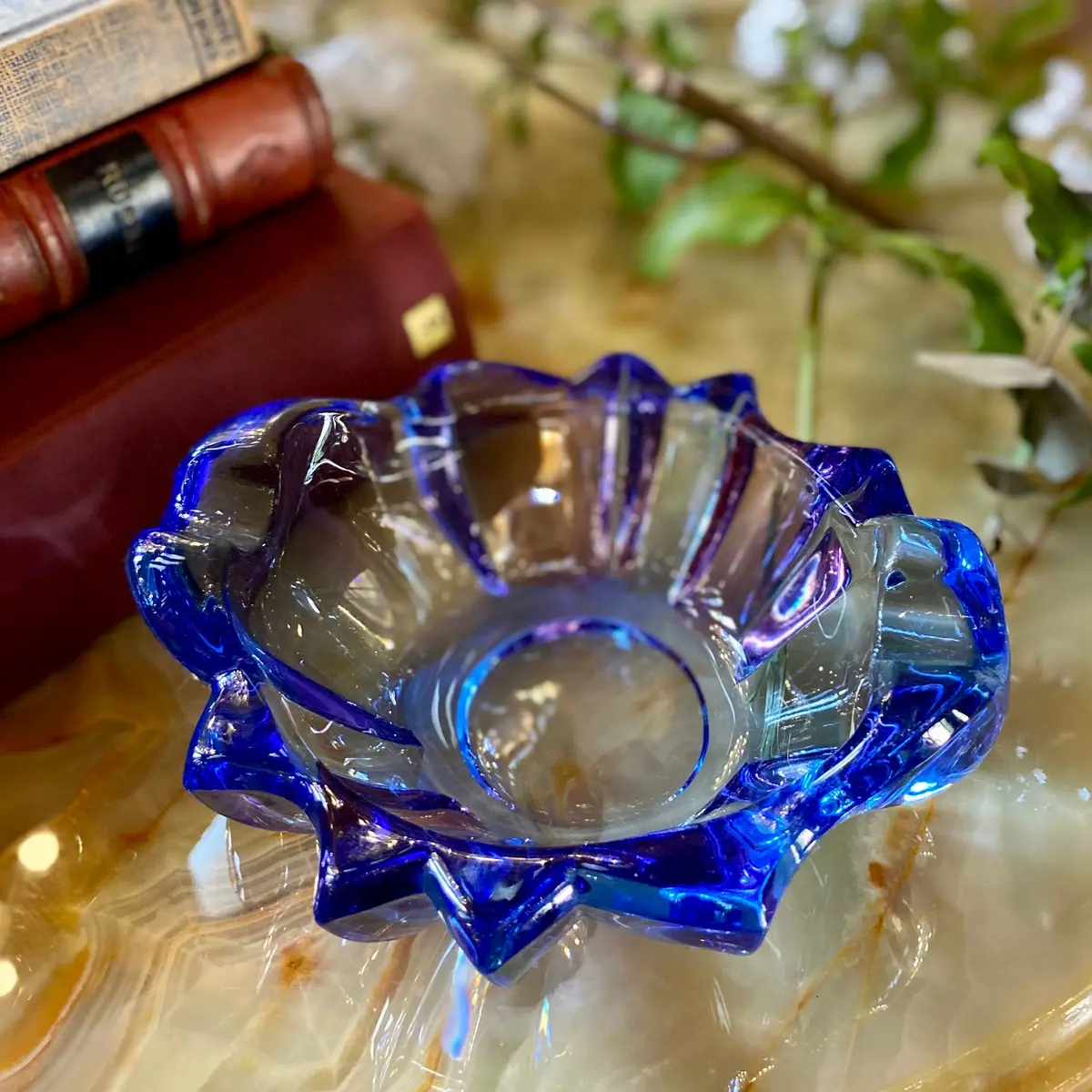 Vintage Royal Blue Murano Ashtray 1