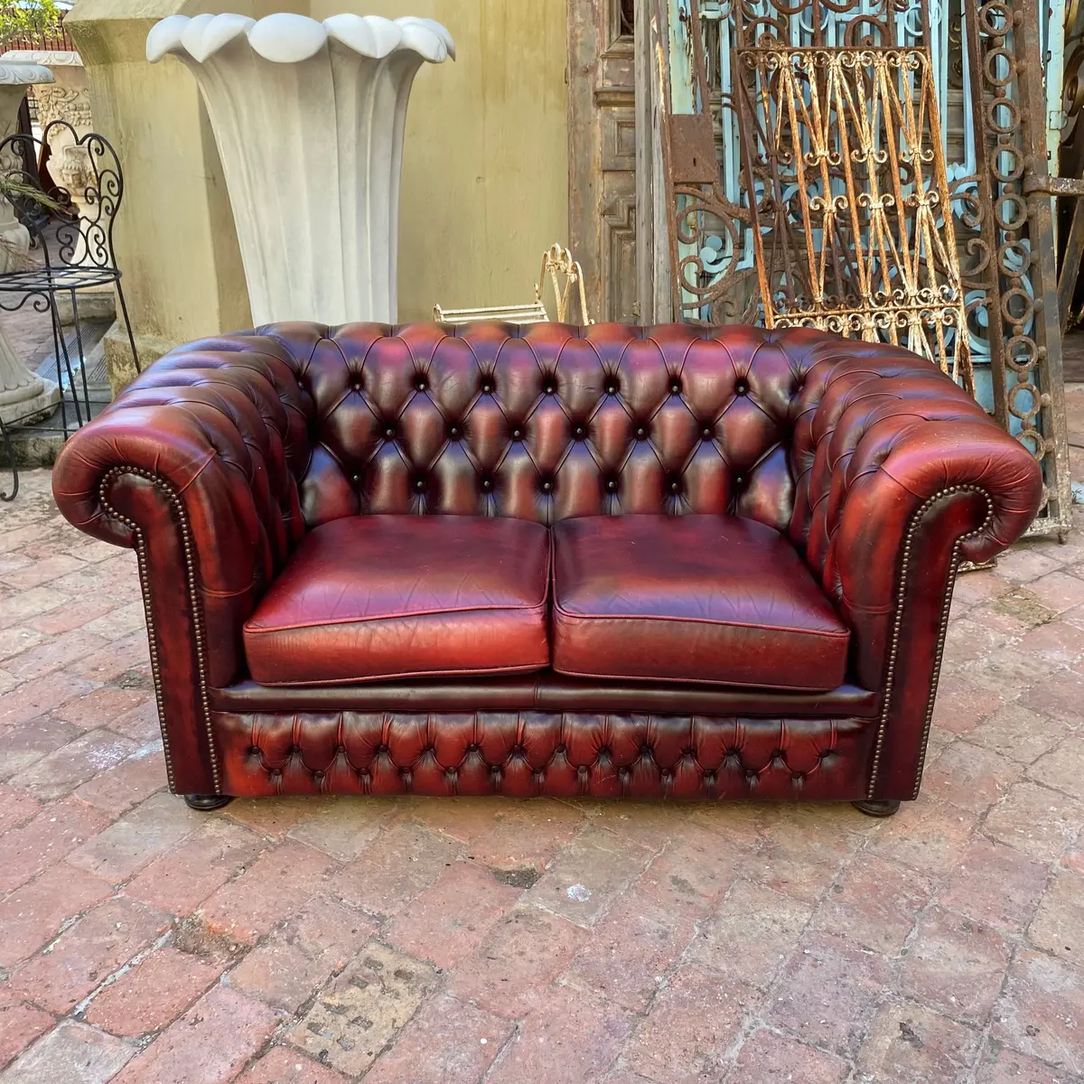 Beautiful Cherry Red Leather Chesterfield - Sold 1