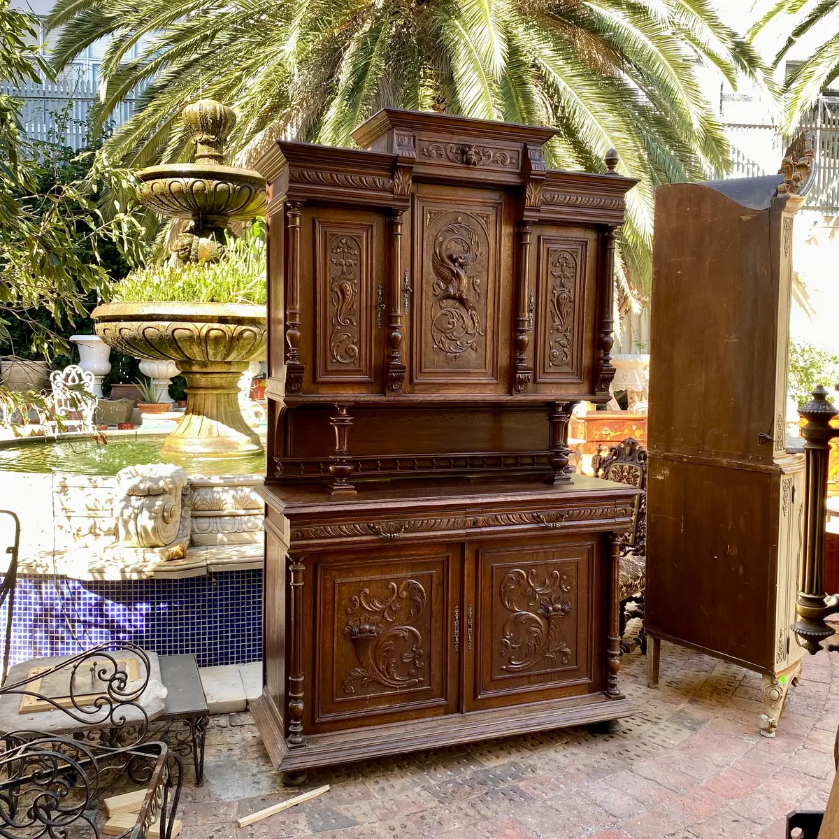 Antique French Dark Oak Carved Cabinet 2
