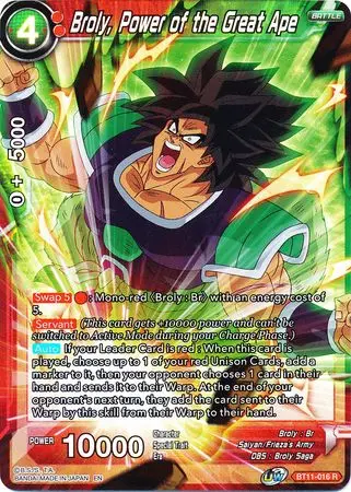 Broly, Power Of The Great Ape (Bt11-016) [Vermilion Bloodline 2Nd Edition] 1