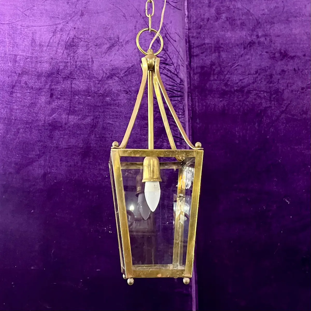Antique Brass Glass Lantern 1