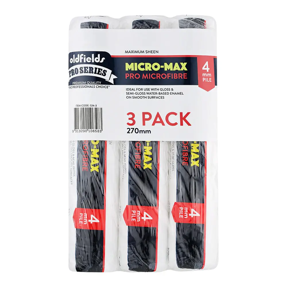 Oldfields Pro Series Microfibre 270Mm X 4Mm Nap X 3 Pack For Waterbased Paint 1