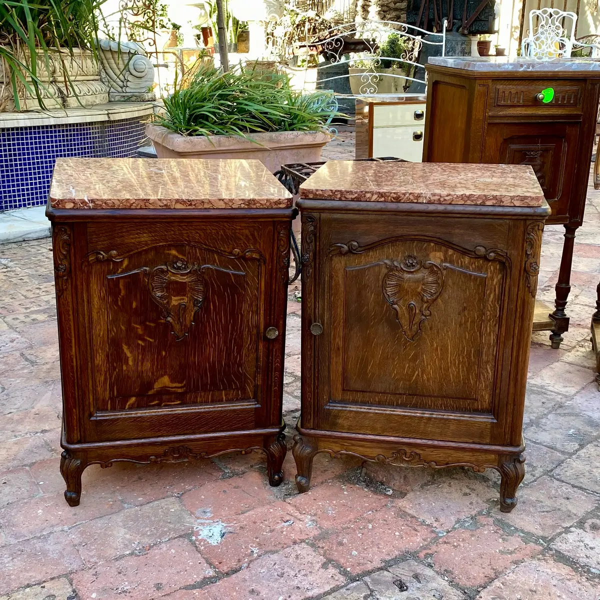 Pair Of Antique Louis 15Th Oak Bedside Pedestals - Sold 2