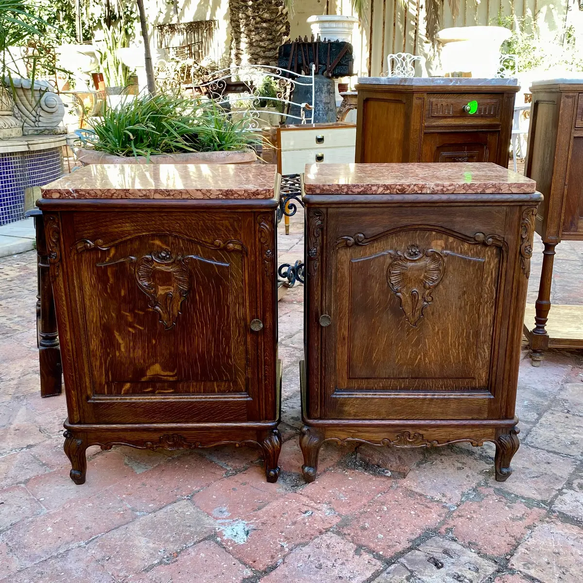 Pair Of Antique Louis 15Th Oak Bedside Pedestals - Sold 1