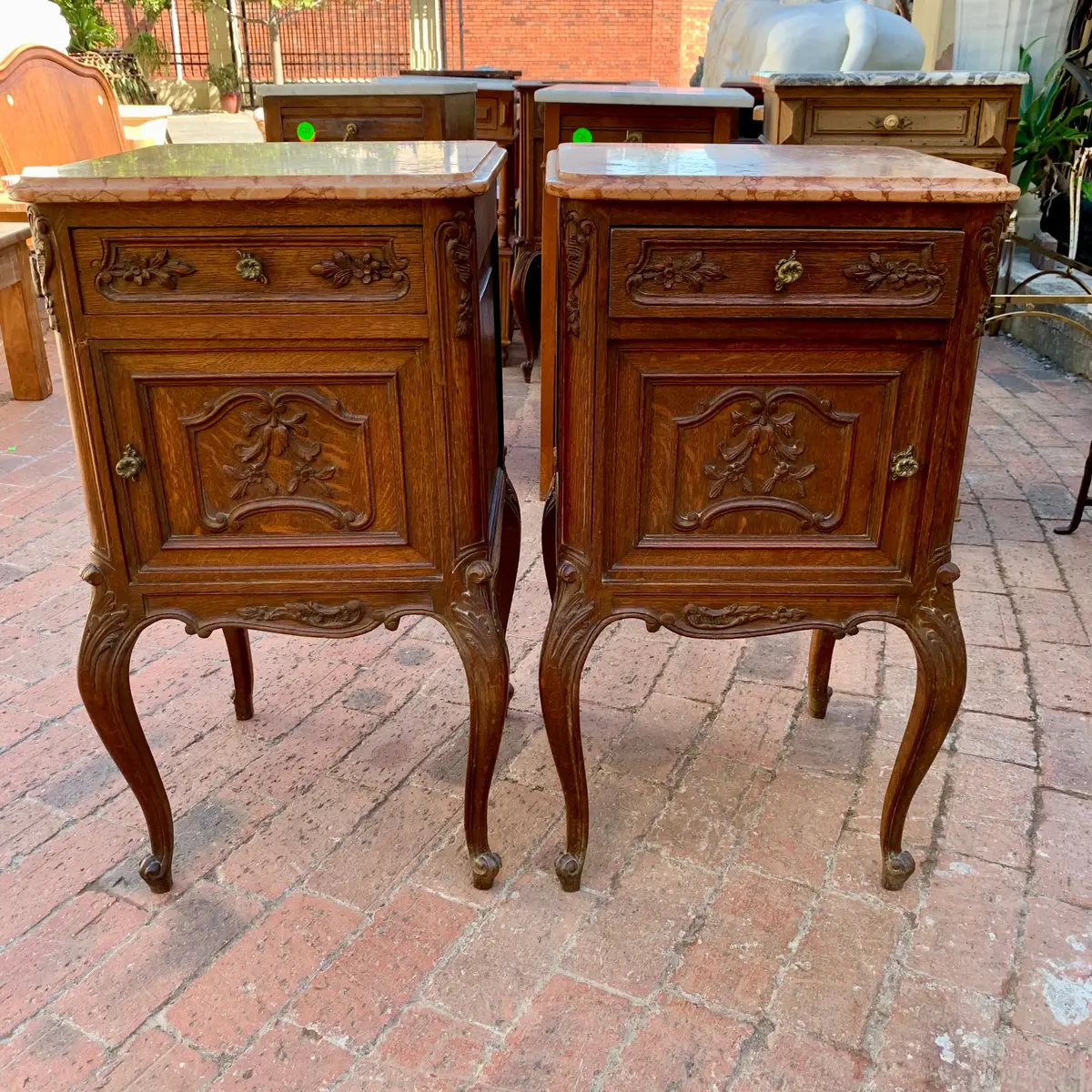 Pair Of Antique Oak Louis The 15Th Bedside Pedestals - Sold 1