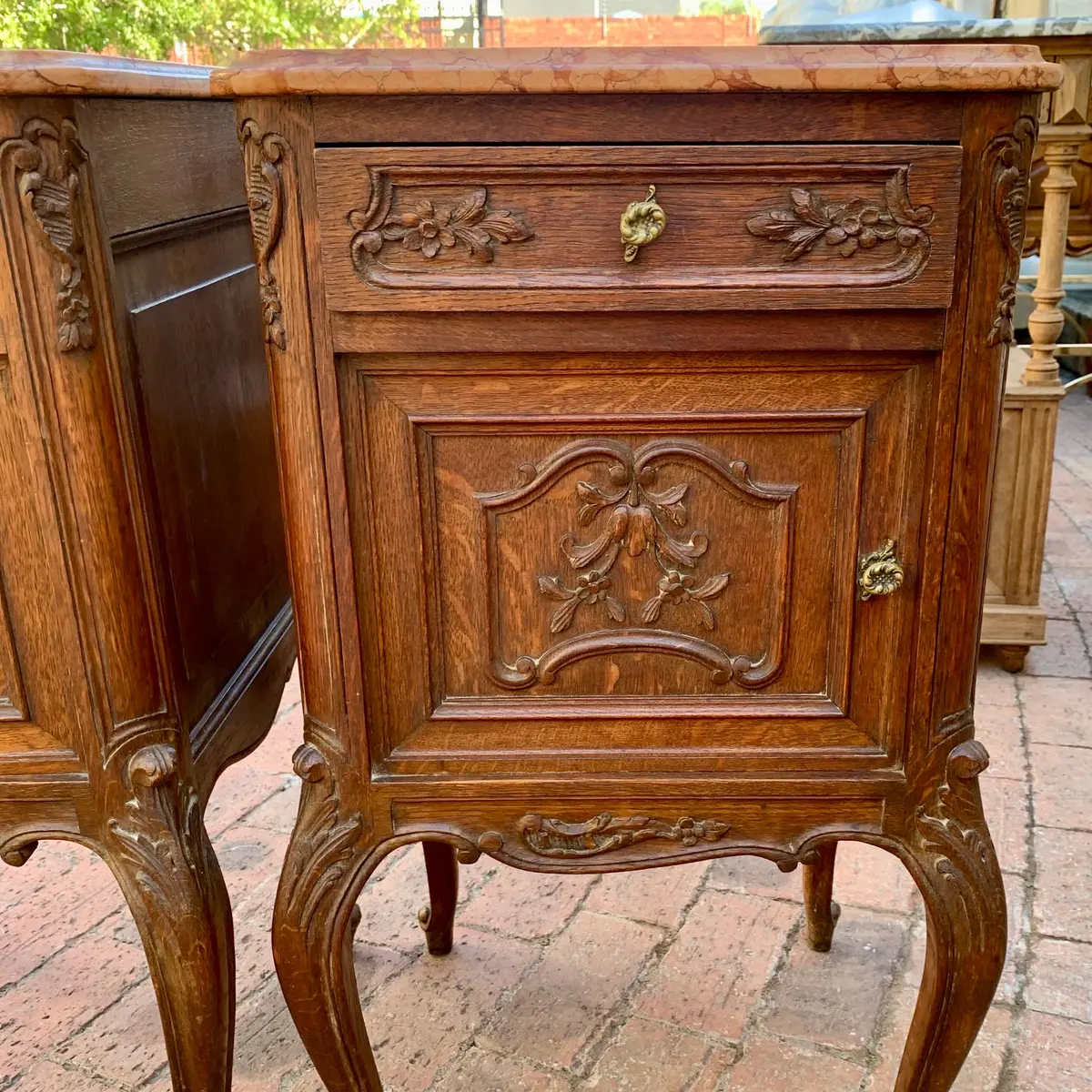 Pair Of Antique Oak Louis The 15Th Bedside Pedestals - Sold 2