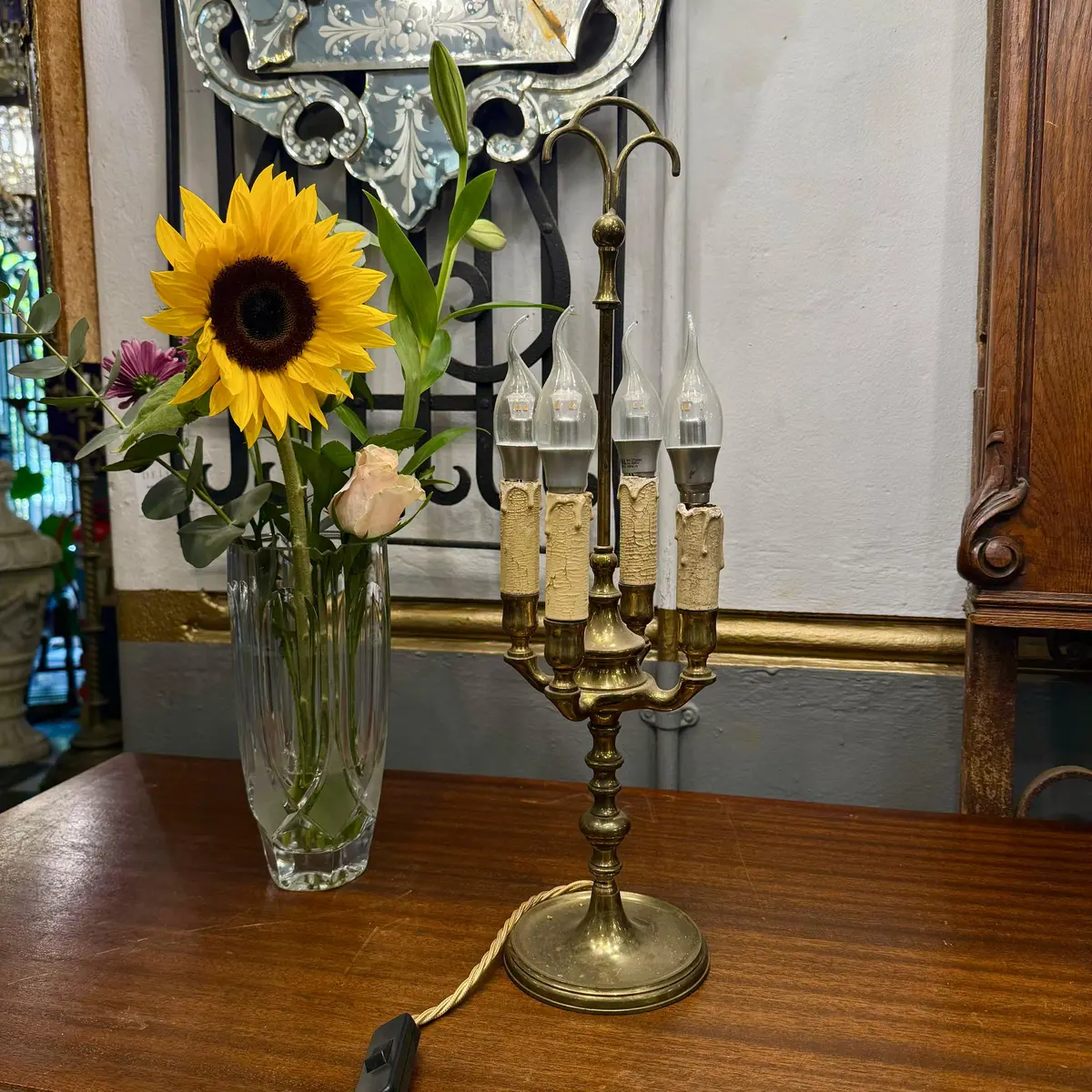 Antique Brass Table Candelabra 1