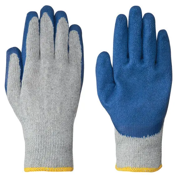 Knit Work Gloves With Blue Latex Palm 1