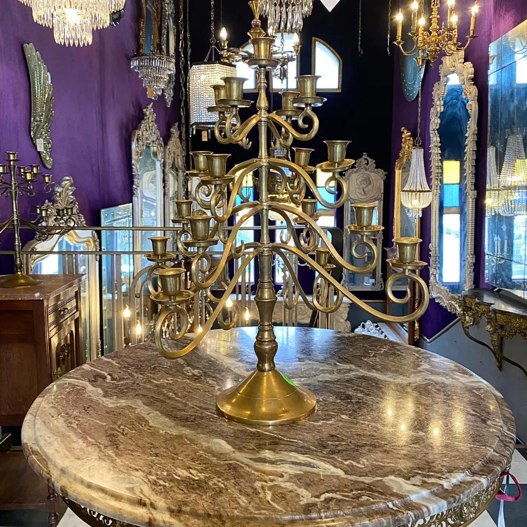 Large Antique Brass Candelabra 1